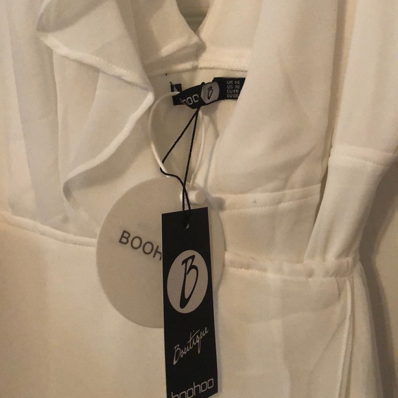 Boohoo White dress. NWT. Size 10. Perfect for engagement party! - Picture 3 of 3